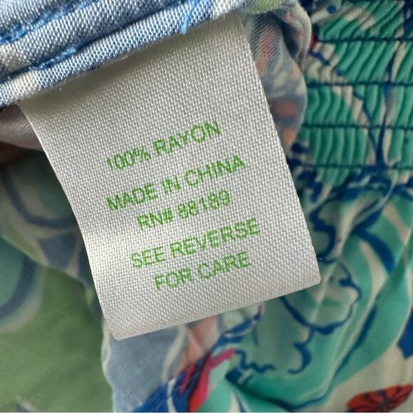 Lilly Pulitzer Dress Quincy Worth Blue May Flowers Strapless Beach Vacation S - Picture 12 of 14